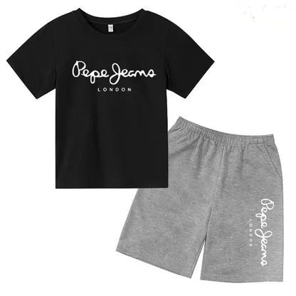 Kids Summer T-shirt Boys Girls Toddler Clothes Charming Letter Print 3-12Y Short Sleevd + Shorts Sports Brand Fashion Casual Set