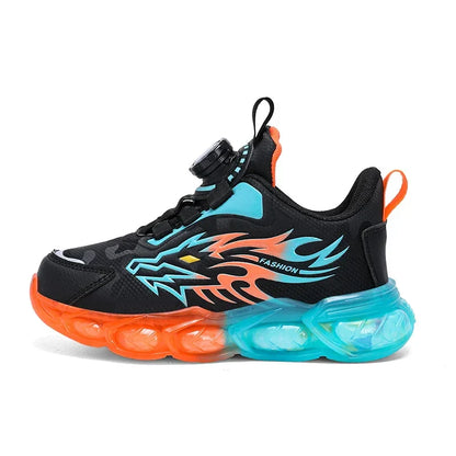 New Anti-skid Leather Kids Sneakers for Boys Running Walking Lightweight Casual Shoes With Fashion Dragon Pattern Shoes