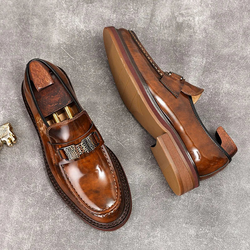 Leather Men Formal Shoes Luxury Brand 2025 Men's Loafers Dress Moccasins Breathable Slip on Brown Driving Shoes Plus Size 37-45
