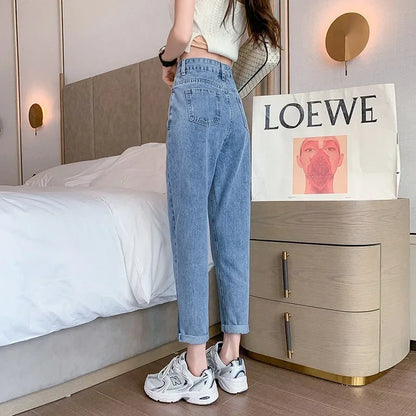 Versatile High-waisted Slimming Loose-fit Straight-leg Jeans For Women