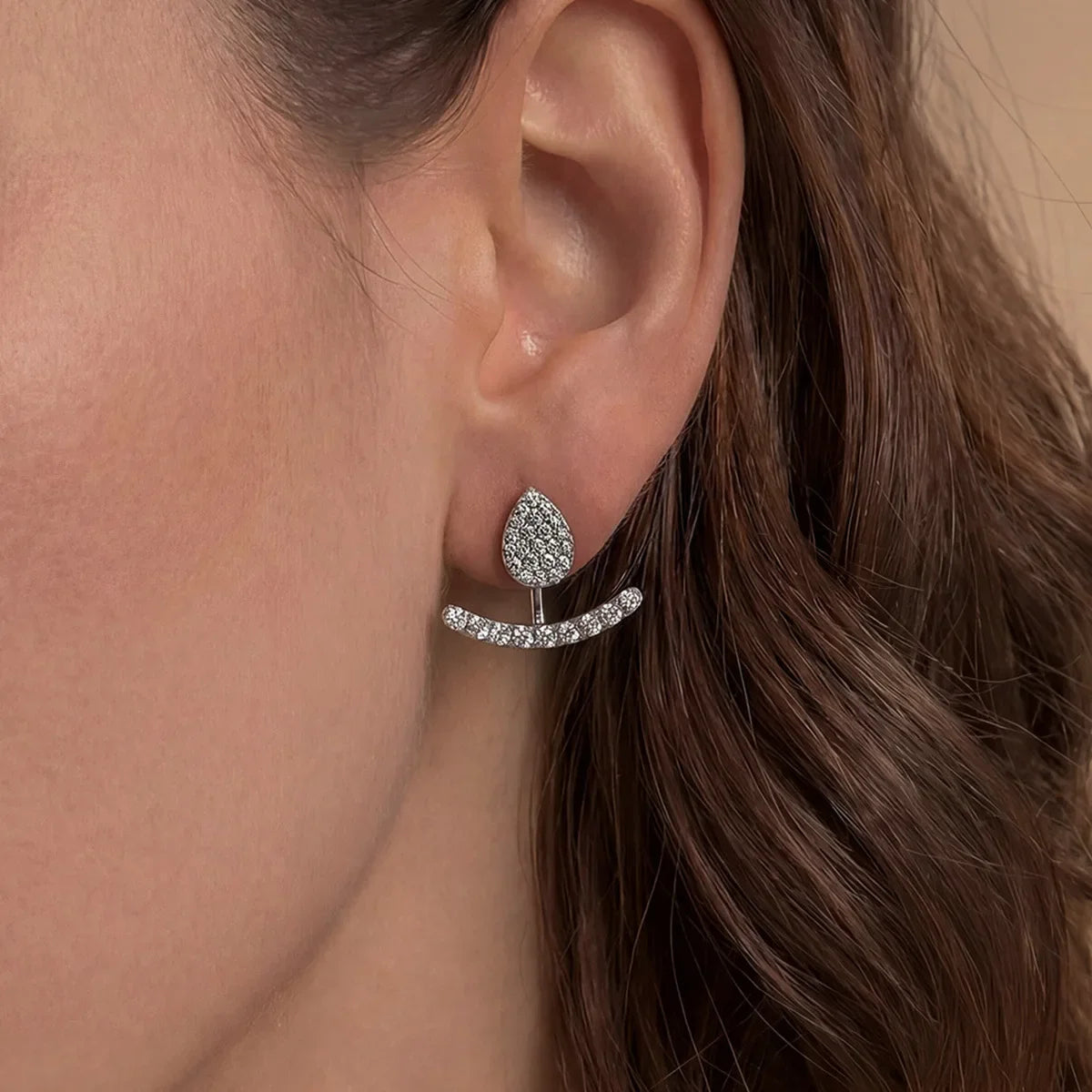 2 in 1 Pear Marquise Cut Moissanite Stud Earrings for Women S925 Silver Full Lab Diamond Dainty Pierced Ear Fine Jewelry
