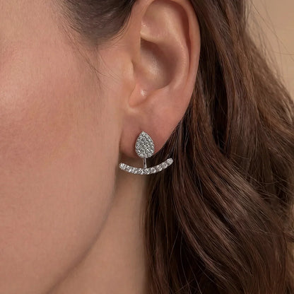 2 in 1 Pear Marquise Cut Moissanite Stud Earrings for Women S925 Silver Full Lab Diamond Dainty Pierced Ear Fine Jewelry