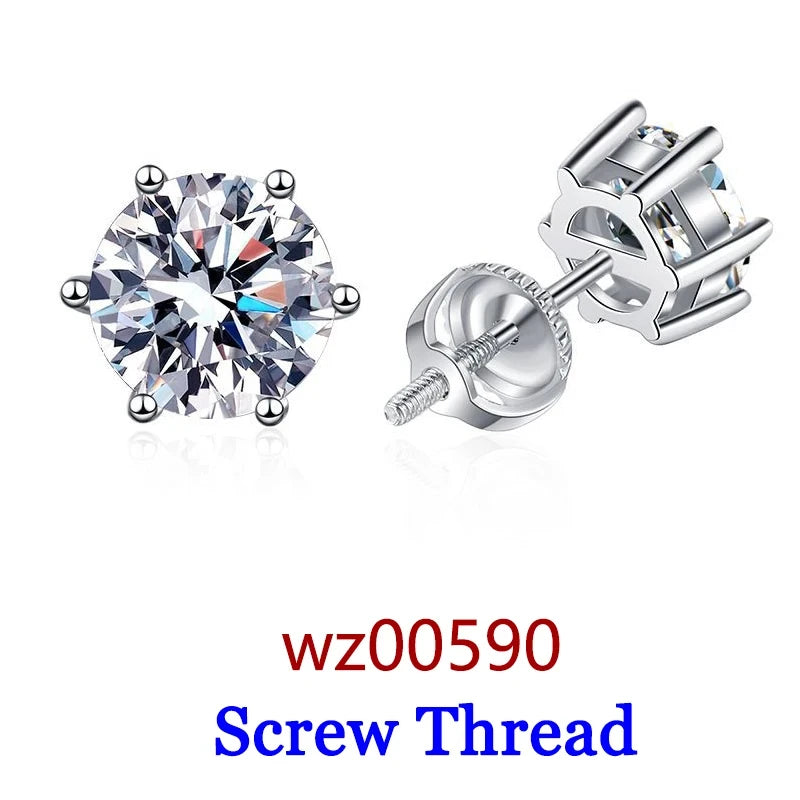 0.5-2ct Moissanite Diamond Stud Earrings for Women Original 925 Sterling Silver Lady's Moissanite Earring New 2026
