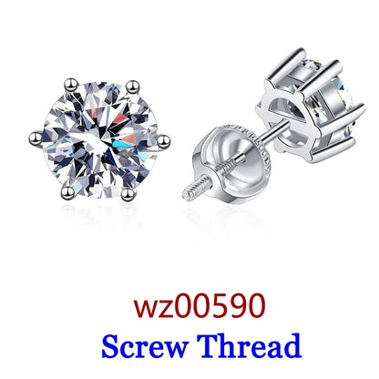 0.5-2ct Moissanite Diamond Stud Earrings for Women Original 925 Sterling Silver Lady's Moissanite Earring New 2026