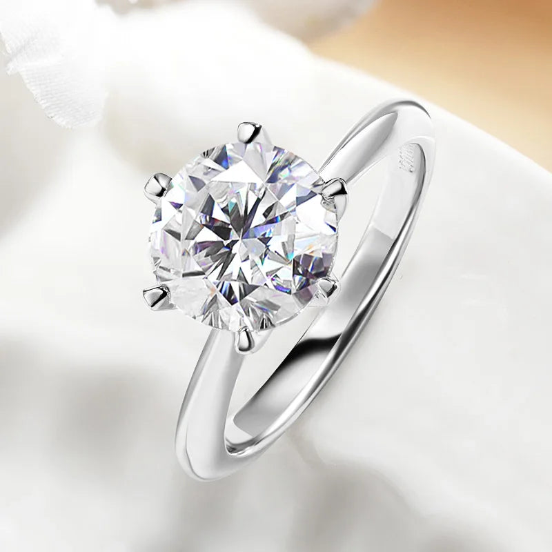 0.5-5CT Certified Moissanite Solitaire Ring for Women D Vvs1 Sparkling Wedding 925 Sterling Silver Lab Diamond Band GRA