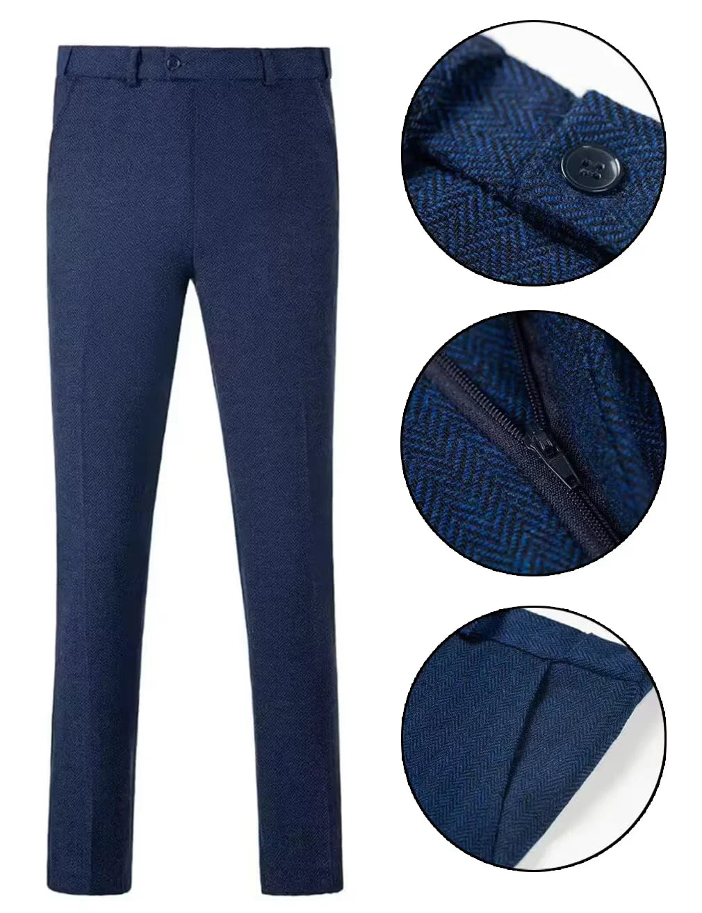 Retro British Men Suit 2 pieces (Blazer+ Vest + Pants)Single Breasted Suit Jacket Formal Fashion Herringbone Wedding Business
