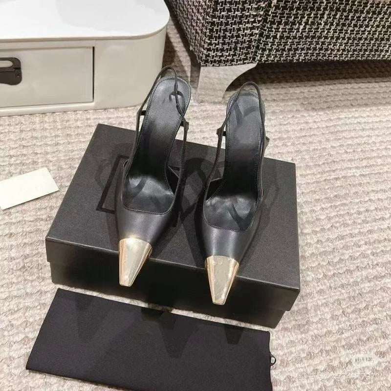 2026 New Summer Style Pointed Toe Stiletto Sandals with Single Strap, Microfiber Lining, Rubber Sole, Sexy High Heels