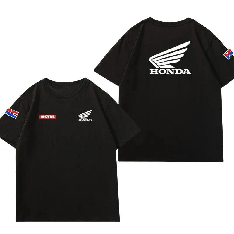 2025 Motorcycle T-shirt Men's Summer 100% Cotton Short Sleeve Never Give Up Print Loose Casual Cycling T-shirt