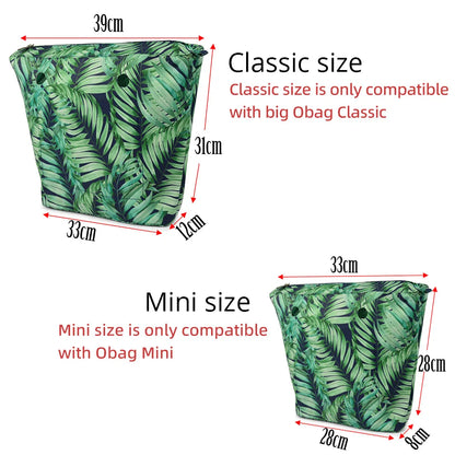 Composite Twill Cloth Waterproof Inner Lining Insert Zipper Pocket for Classic Mini Obag Senior Inner Pocket for O Bag