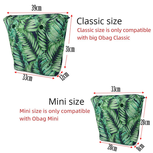Composite Twill Cloth Waterproof Inner Lining Insert Zipper Pocket for Classic Mini Obag Senior Inner Pocket for O Bag