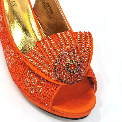 Italian Shoes And Bag Sets For Evening Party With Stones Italian Satin cloth  Rhinestone bow Handbags Match Bags