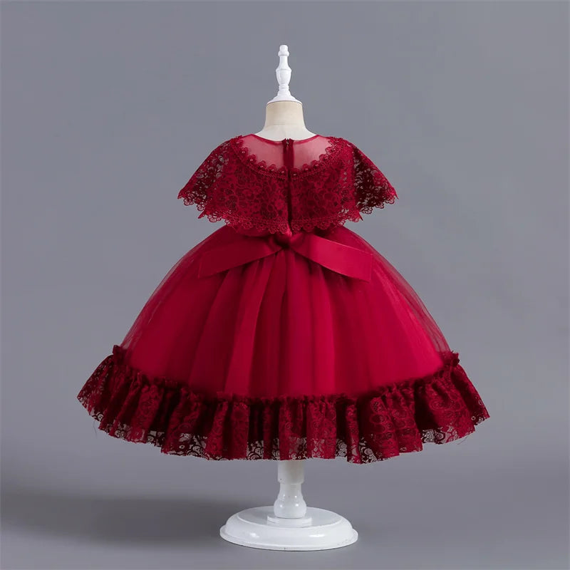 Vestido de Festa Infantil Rosa, Modelo Princesa com Saia Rodada em Tule, para Meninas de 3 a 12 Anos – Ideal para Aniversário, Natal e Cerimônias.