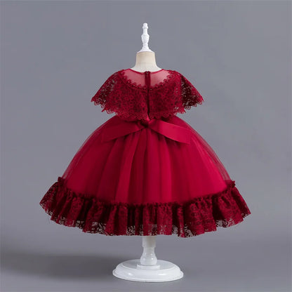 Vestido de Festa Infantil Rosa, Modelo Princesa com Saia Rodada em Tule, para Meninas de 3 a 12 Anos – Ideal para Aniversário, Natal e Cerimônias.