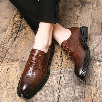 Luxury Men Brogue Dress Shoes Men Suit Casual Shoes Formal Business Leather Shoes Men Brown Wedding Italian Banquet Shoe Size 46