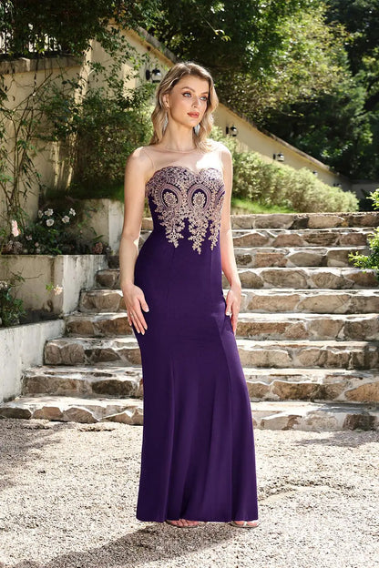 Burgundy Evening Dress Illusion O-Neck Sequins Appliques Sleeveless Mermaid Prom Dress Slim Empire Party Trumpet Gown