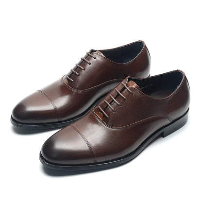 Genuine Leather Handmade Men's Oxford Dress Shoes Cap Toe Lace-Up Classic Business Office Shoe Wedding Party Formal Shoes Man