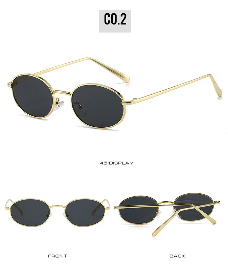 Retro Small Oval Metal Frame Women Sunglasses UV400 Men Punk Sun Glasses