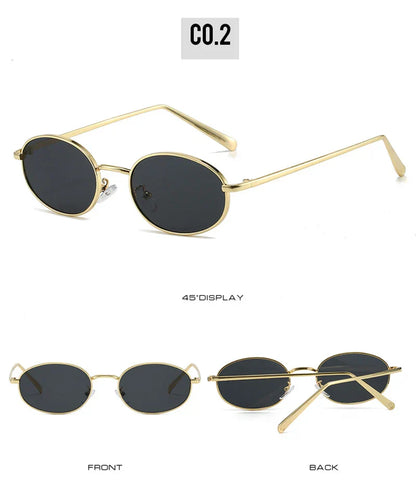 Retro Small Oval Metal Frame Women Sunglasses UV400 Men Punk Sun Glasses