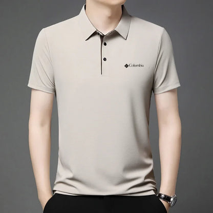 High end brand men's letter printed short sleeved polo shirt cool breathable casual business 2025 summer new style lapel T-shirt