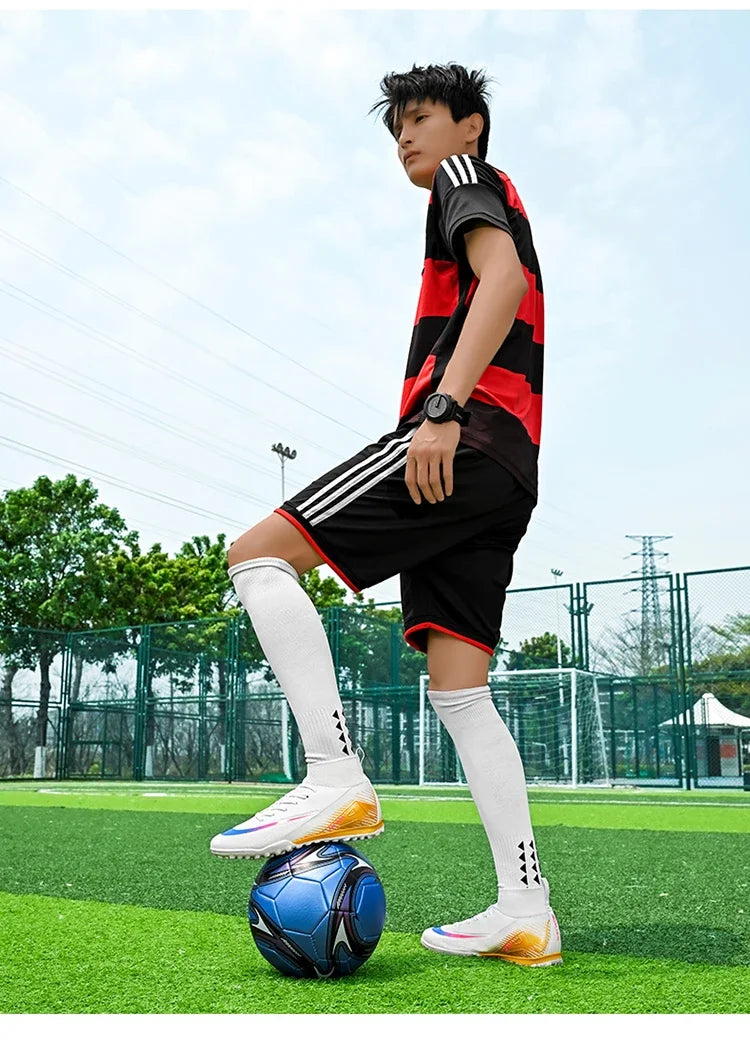 New Men Football Boots Match Outdoor Long Spikes Soccer Shoes Cleats Comfortable Training Sport Adult Breathable Boys Non Slip