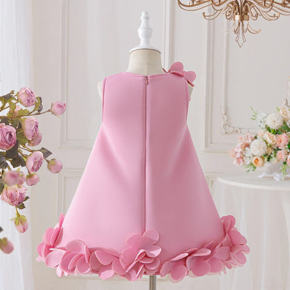 Vestido de festa para meninas princesa com flores 3D, verão, 4 a 8 anos, elegante, para casamento, damas de honra, formatura, festa de aniversário, roupa infantil