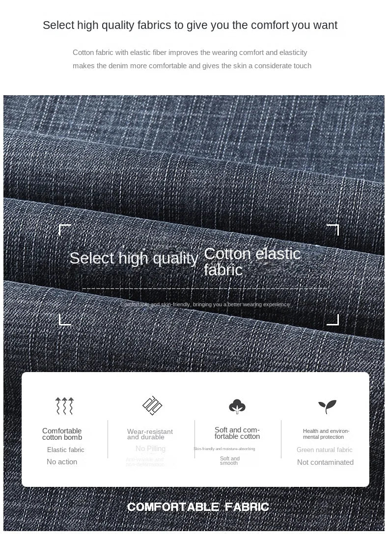 2026 Brand New Men  Straight Blue Gray Jeans Business Fashion Classic Style Cotton Stretch Denim Pants Male Brand Trousers