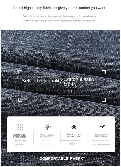 2026 Brand New Men  Straight Blue Gray Jeans Business Fashion Classic Style Cotton Stretch Denim Pants Male Brand Trousers