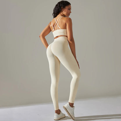 2 Pcs Women Yoga Set Sexy Seamless Sports Set Gym Fitness Bra Set Hip Push Up Leggings Set Workout Clothing Women Sportswear