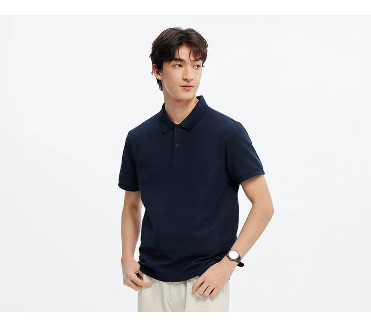 Polo Shirt Men Moisture Wicking Solid Color Short Sleeve T-Shirt 2025 Summer New Slim Fit Top for Active Wear