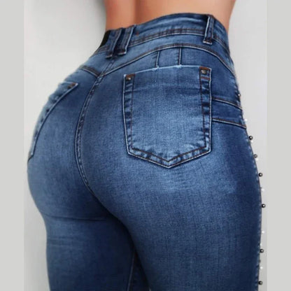 Jeans Pants Woman High Waist Slim Skinny Elastic Denim Trousers