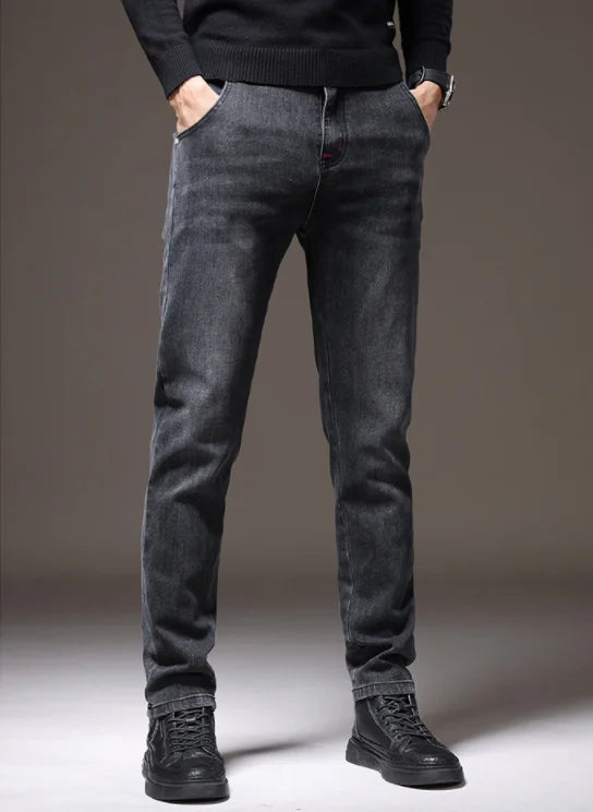 Men's New Stylish Embroidered Back Pocket Slim Fit Stretchy Jeans European Style Versatile Long Trousers