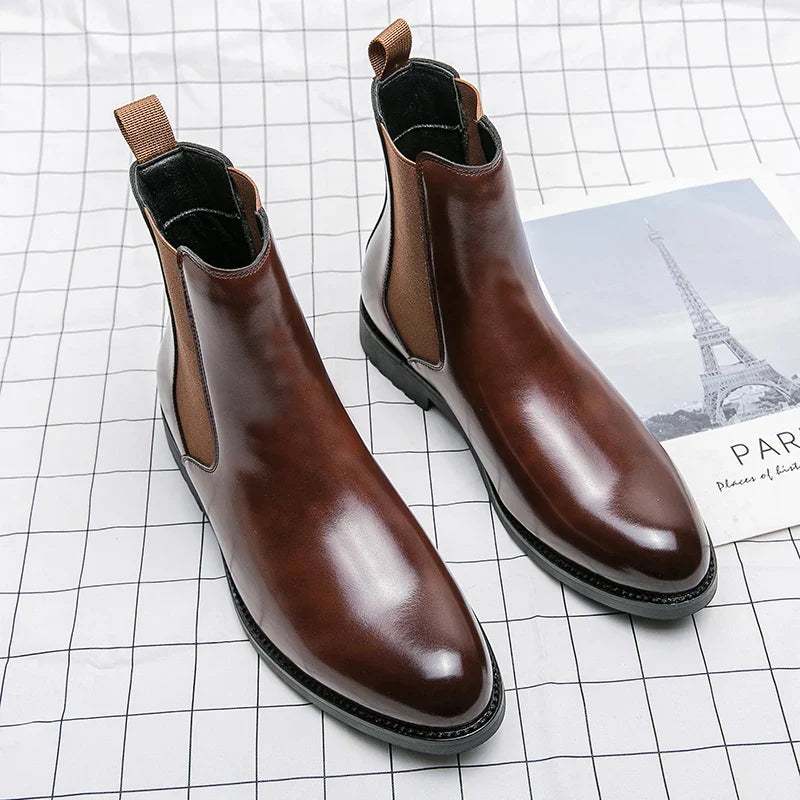 Classic Fashion Men Boots Winter Leather Shoes Autumn Business Chelsea Boots British Style Hombres Botas High Top Footwear Dress
