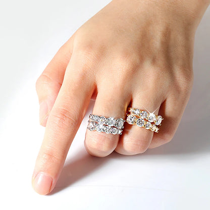10 Gems Full Moissanite Rings for Women Sparkling Flawless Lab Created Diamond Wedding Band S925 Sterling Silver Jewelry