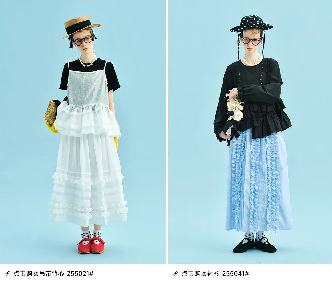 2025 New Black Tiered Skirt Cascading Ruffles Summer Urban Chic Women's Daily skirt 255055