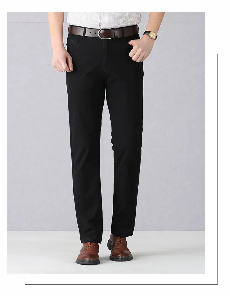 Dayton Olive Stretch Chinos:Mens Suit Pants Cotton Casual Stretch Male Trousers Long Straight High Quality Dress Pants 40 42 44