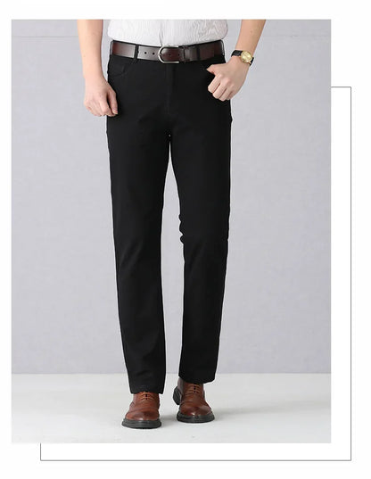 Dayton Olive Stretch Chinos:Mens Suit Pants Cotton Casual Stretch Male Trousers Long Straight High Quality Dress Pants 40 42 44