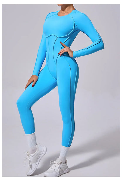 Women's High Elasticity Sports Bodysuit Kit Yoga Fitness Jumpsuit Open Back Hip-Lift Outdoors Gym Workout Sexy Fitness Outfit