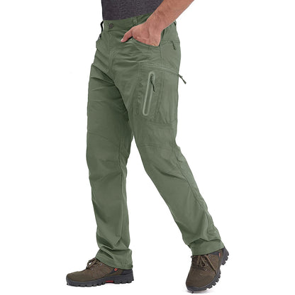 Lightweight Trousers Mens Fishing Pants Outdoor Hiking Nylon Quick Dry Pockets Cargo Pants Casual Work Trousers