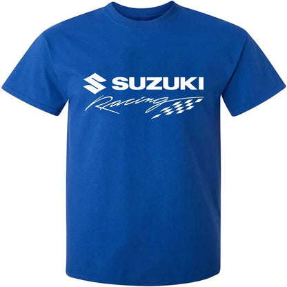 High-quality Motorcycle Riding Print 100% Cotton Men T-shirt Summer Daily Outdoor Sports Casual Loose Street Short-sleeve