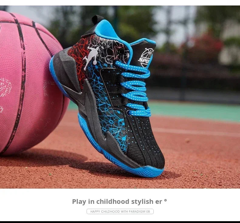 New Children's Sports Shoes Medium and Large Children's Mesh Boys Training Shoes Boys Basketball Footwear 2024 Spring and Summer