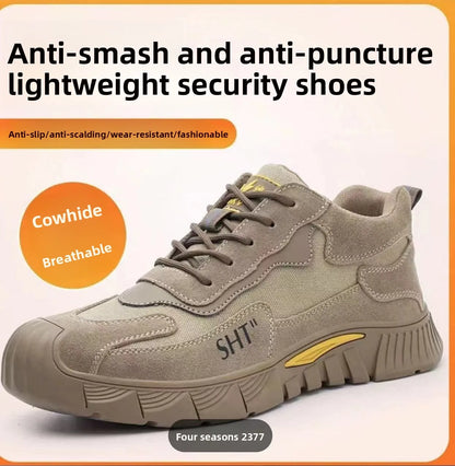 Labor Protection Shoes Steel Toe Breathable Odor Proof Capsprevent Smashing Punctures Welders Resistant  Dirt Light Safety Shoes