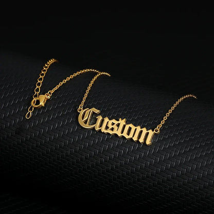 Old English Custom Name Necklaces For Women Men Stainless Steel Customized Necklace Pendant Personalized Goth Neck Chain Jewelry