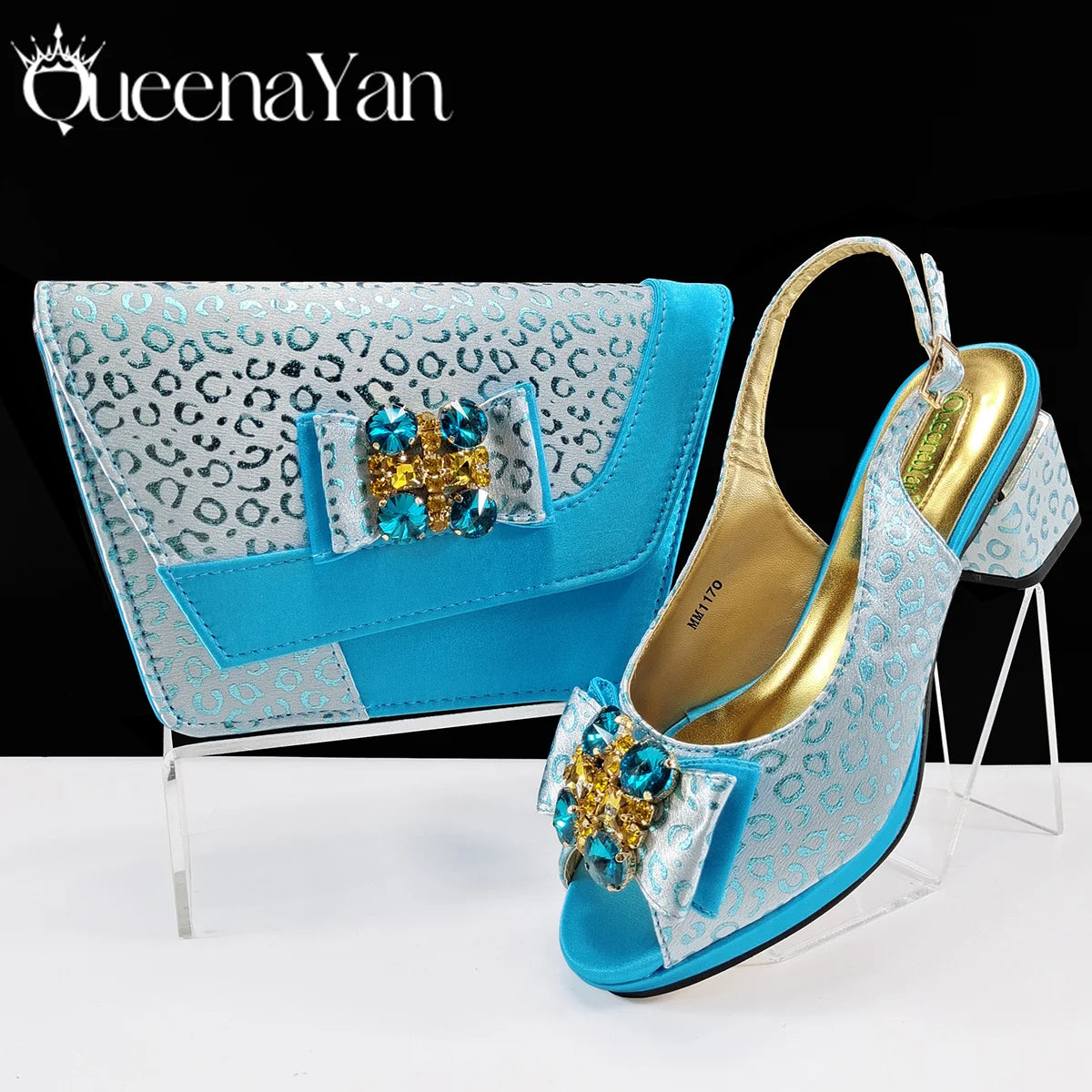 2025 Shiny Italian Fashion Pointed Toe Women Heel Fashion Rhinestone Decoration Pink Color Shoes And Bag Set