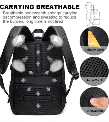 Lightweight 15.6 inch Laptop Backpack Waterproof USB Charge Port Multifunctional Travel Hiking School Bag Mochila for Men