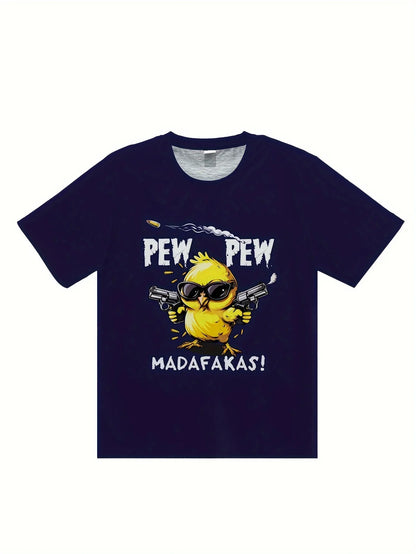 Summer men's 100% pure cotton casual loose oversized cool girl cartoon printed comfortable round neck short sleeved T-shirt top