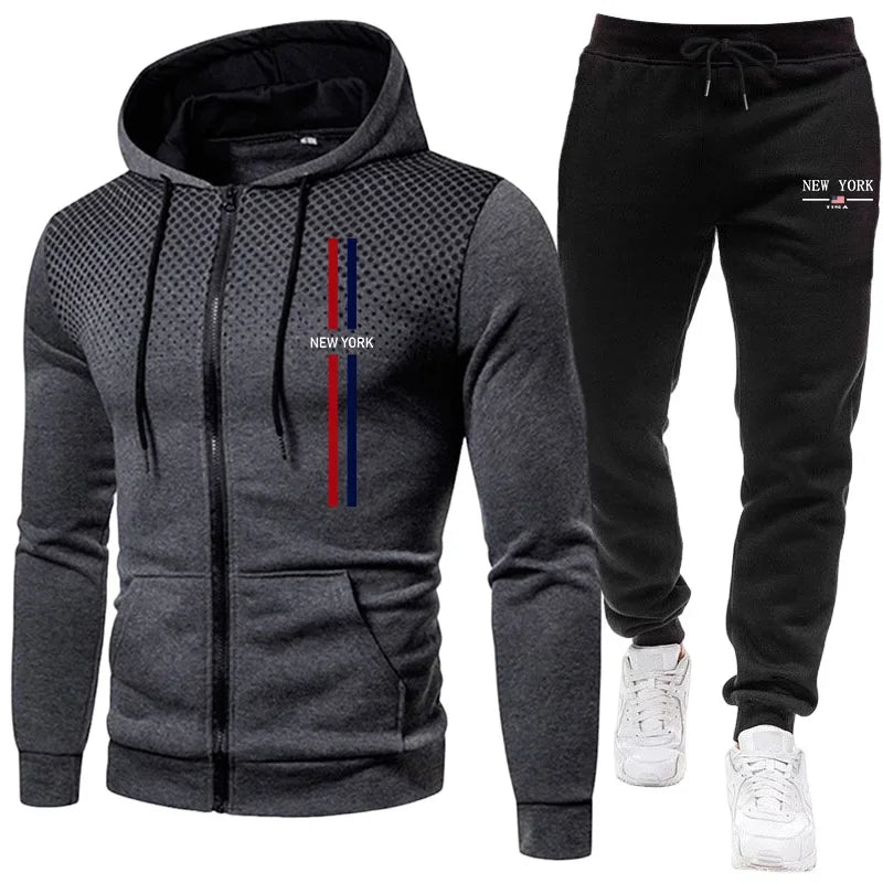 2025 Brand New Men's Tracksuit Hoodie Sweatpants Urban Casual Fashion Sportswear Autumn Winter Daily Casual Sporty Zipper Outfit