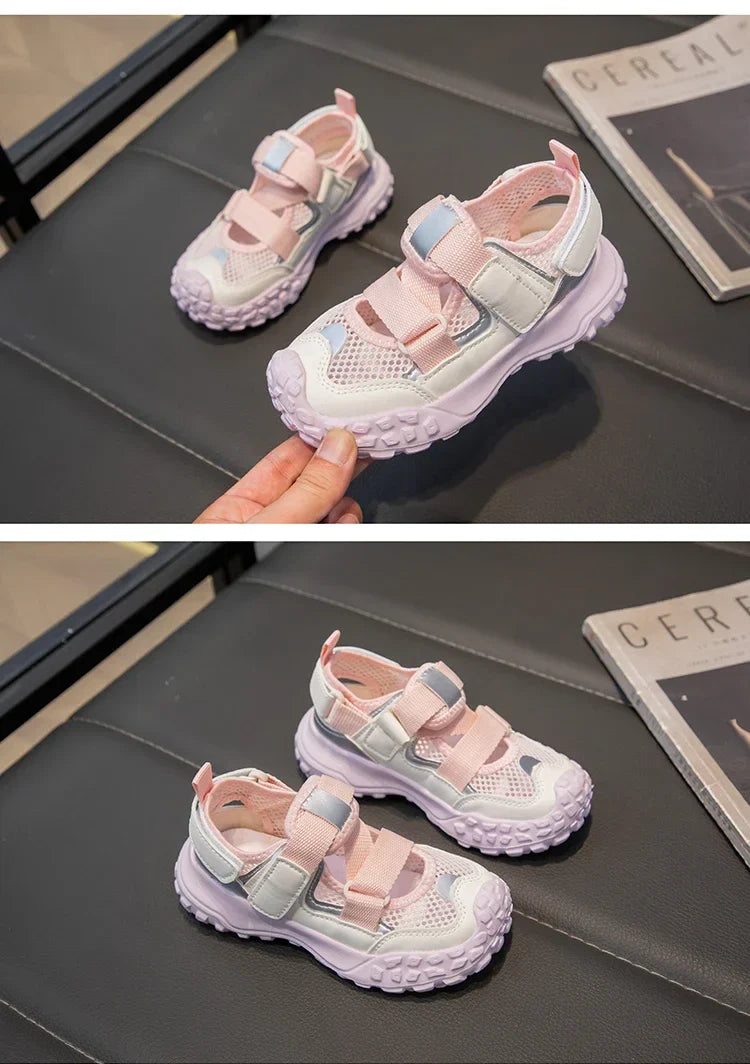 Children Sports Sandals 2024 Summer New Girls Mesh Running Shoes Kids Fashion Versatile Princess Sports Shoes Wear-resistant