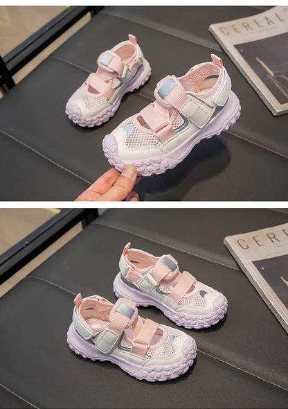 Children Sports Sandals 2024 Summer New Girls Mesh Running Shoes Kids Fashion Versatile Princess Sports Shoes Wear-resistant