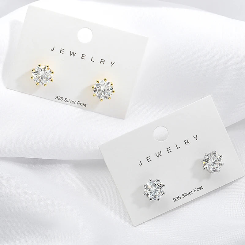 2ct Round Cut D Color Moissanite Earring Studs for Women 100% 925 Sterling Silver Lab Diamond Ear Stud White Gold Plated