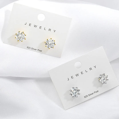 2ct Round Cut D Color Moissanite Earring Studs for Women 100% 925 Sterling Silver Lab Diamond Ear Stud White Gold Plated